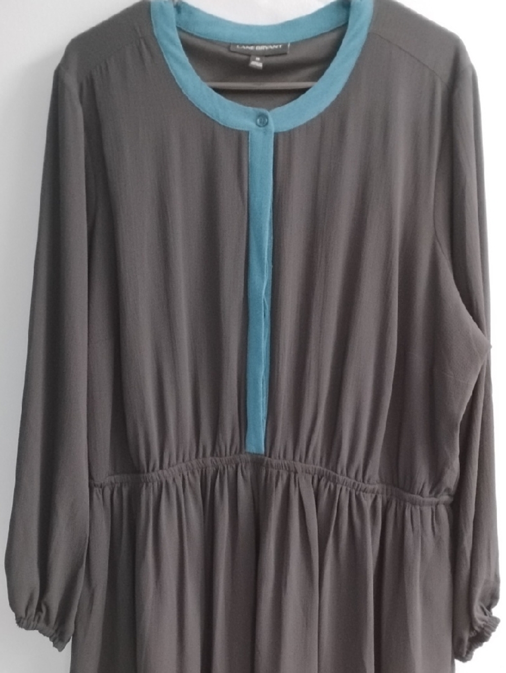 Lane Bryant Black Long Sleeve Dress with Blue Trim Size 18